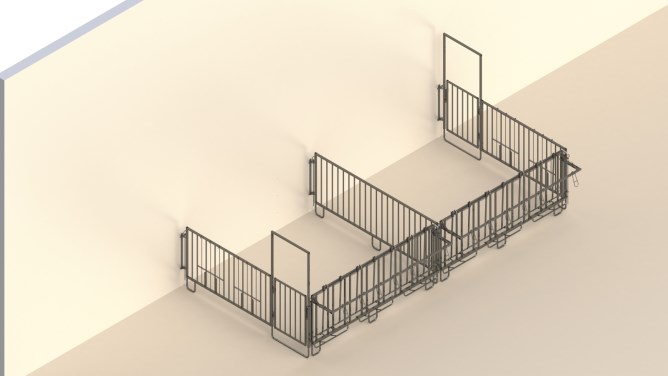 Modulare Zaunaufstellung für 2 x 5er Kälbergruppen