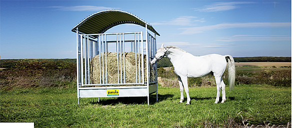 Großballenraufe mit Pferdefressgittern, 2,85 x 2,05 m