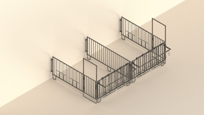 Modulare Zaunaufstellung für 2 x 3er Kälbergruppen